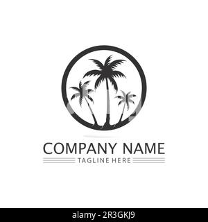 Palm Tree Sommer logo template Vector Illustration Stock Vektor