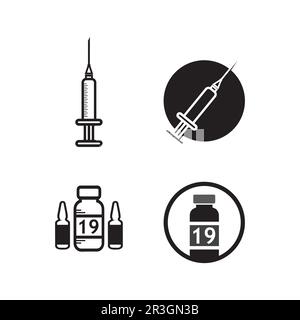 Vaccin Logo Medical Vector Antibiotic Vaccination Virus Vaccine, Design und Illustration für das Gesundheitswesen Stock Vektor