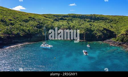 Kleine Bucht auf der Südseite der Münzinsel der Isle de Coin de Mire Gunner vor der Nordküste von Mauritius im Indischen Ozean, Mauritius Stockfoto