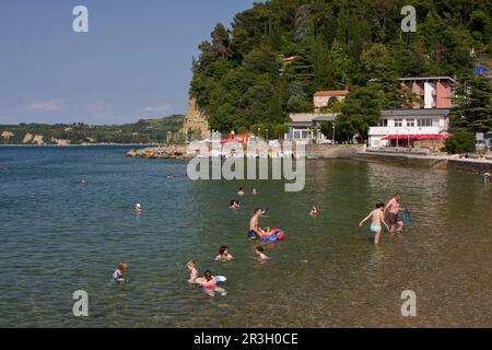 Fiesa Bay, Piran, Istrien, Adria, Slowenien Stockfoto