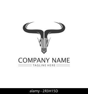 Bull und Buffalo Logo Kopf Kuhtier Maskottchen Logo Vektor für Sporthorn Büffel Säugetiere Kopf Logo Wild matador Stock Vektor