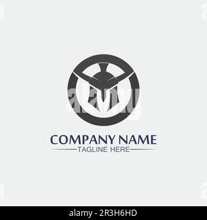 Spartan-Helm, Gladiator-Logo-Vorlage, Vektor-Symbol-Design, Kopf-Symbol der Krieger, Soldat Stock Vektor