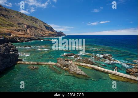 Natürlicher Swimmingpool Las Piscinas de la Fajana, Barlovento, La Palma, Kanarische Inseln, Spanien Stockfoto