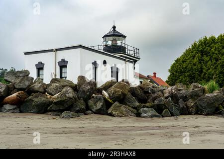 Der Leuchtturm bei Point No Point Stockfoto