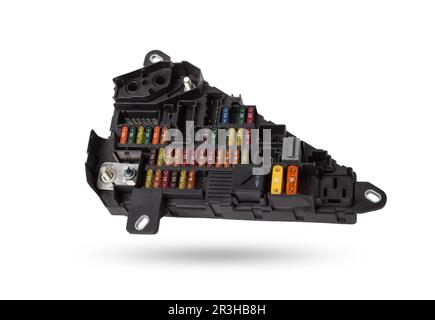 Kfz-Sicherungen Box in verschiedenen Farben und jede Farbe ist für den spezifischen Wert des Schutzes in Ampere definiert verantwortlich. Katalog der Ersatz-p Stockfoto