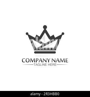 Krone Logo Vorlage Vektorsymbol Illustration Design, Vektorsymbol Krone, King, Queen, Logo Design für Unternehmen und Unternehmen, Erfolg, Royal Stock Vektor