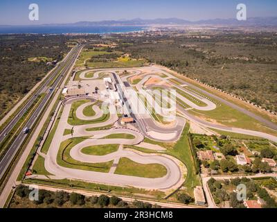 Circuito de Llucmajor Rennarena, Länge: 3.200 Meter, Gemeinde Llucmajor, Mallorca, Balearen, Spanien, Europa. Stockfoto