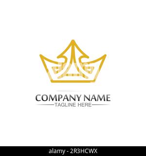 Krone Logo Vorlage Vektorsymbol Illustration Design, Vektorsymbol Krone, King, Queen, Logo Design für Unternehmen und Unternehmen, Erfolg, Royal Stock Vektor