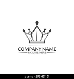 Krone Logo Vorlage Vektorsymbol Illustration Design, Vektorsymbol Krone, King, Queen, Logo Design für Unternehmen und Unternehmen, Erfolg, Royal Stock Vektor