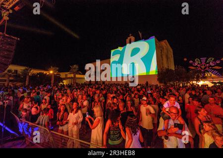 Fiesta Flowerpower, Sant Francesc Xavier, Formentera, Balearen, Spanien. Stockfoto