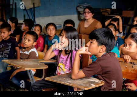 Escuela oficial ländlichen mixta, la Taña, Quiche, República de Guatemala, América Central. Stockfoto