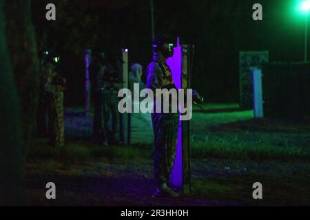 Zombie-Angriff, Paint Ball Marratxi, Mallorca, Balearen, Spanien. Stockfoto