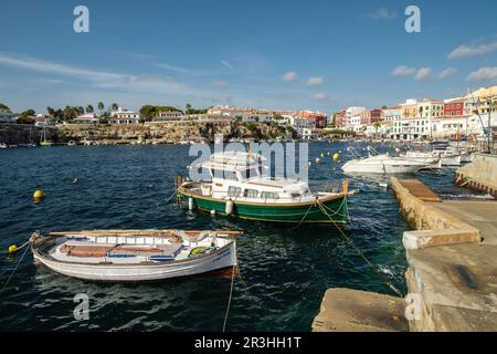 Cales Fonts, Es Castell, Puerto de Mahón, Menorca, Balearen, Spanien. Stockfoto