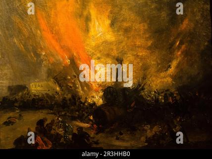 Genaro Pérez de Villamil, Explosion de una locomotora, óleo sobre tela, Museo Nacional de Bellas Artes (MNBA) ,Buenos Aires, Republika Argentinien, cono sur, Südamerika. Stockfoto