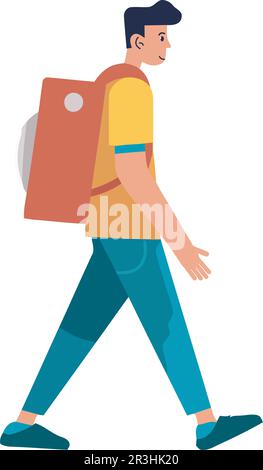 Ein Mann mit Rucksack Stock Vektor