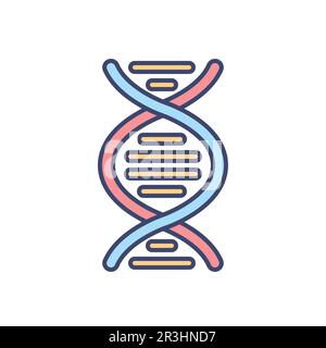 Symbol für DNA-bezogene Vektorlinie. Lineares DNA-Helix-Symbol. Desoxyribonucleinstruktur, Nukleinsäurestruktur. Chromosom. Molekularbiologie. Genetischer Code. Isoliert o Stock Vektor
