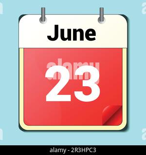 Tag im Kalender, Vektorbildformat, Juni 23. Stock Vektor