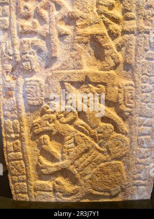 Stela of Wild Opferice aus Dzibilnocac, späte klassische Zeit, Museum der Maya Archäologie, Campeche Stadt, Mexiko Stockfoto