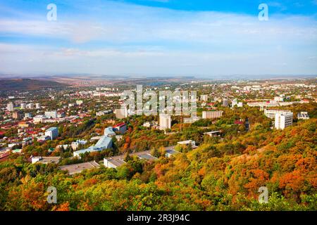 Pyatigorsk Stadtzentrum Luftpanorama. Pyatigorsk ist eine Kurstadt in kaukasischen Mineralwässern Region, Stawropol Region in Russland Stockfoto