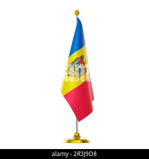 3D Fahnenmast für den Gipfel und das politische Treffen der Moldawien-Länder. Stockfoto