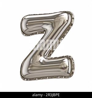 Silberner Ballon Schriftzug Z 3D Stockfoto