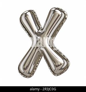 Silberfolie Ballon Schriftart X 3D Stockfoto