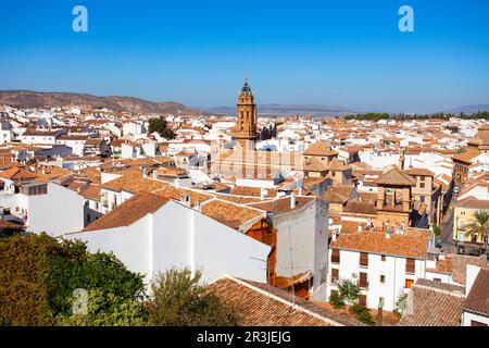 Kirche der Gemeinde Sebastian in Antequera. Antequera ist eine Stadt in der Provinz Malaga, der Gemeinde Andalusien in Spanien. Stockfoto