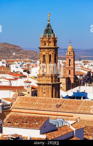 Kirche der Gemeinde Sebastian in Antequera. Antequera ist eine Stadt in der Provinz Malaga, der Gemeinde Andalusien in Spanien. Stockfoto