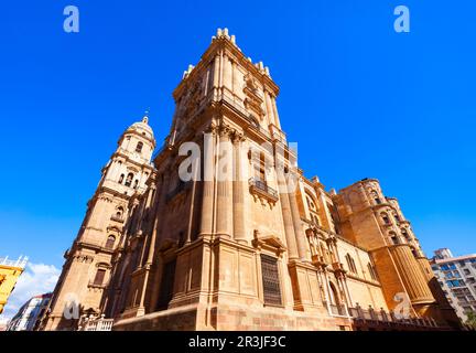 Malaga Kathedrale, Nahansicht. Die Kathedrale von Malaga ist eine römisch-katholische Kirche in Malaga in der andalusischen Gemeinde in Spanien. Stockfoto