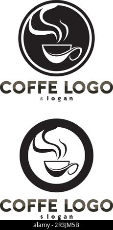 Kaffeetasse Logo-Vorlage Vektorsymbol-Design und Kaffee-Schwarz Stock Vektor