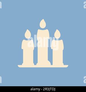 Drei brennende weihnachtliche Kerzen, Neujahrselement - Vector Stockfoto