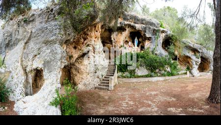 Cova de Lourdes, Cova de Coloms, Santa Eugenia, Mallorca, Balearen, Spanien. Stockfoto