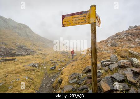 Collado De La Escaleta, Artiga de Lin, Valle de Aran, Cordillera de Los Pirineos, Lleida, Katalonien, Spanien, Europa. Stockfoto