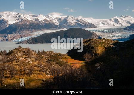 glaciar Grey, valle del lago Grey, Trekking W, Parque nacional Torres del Paine, Sistema Nacional de Áreas Silvestres Protegidas del Estado de Chile. Patagonia, República de Chile, América del Sur. Stockfoto