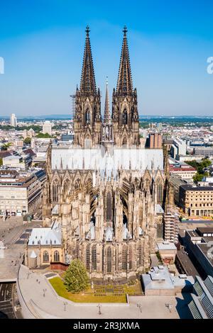 Kölner Dom Antenne Panoramaaussicht in Köln, Deutschland Stockfoto