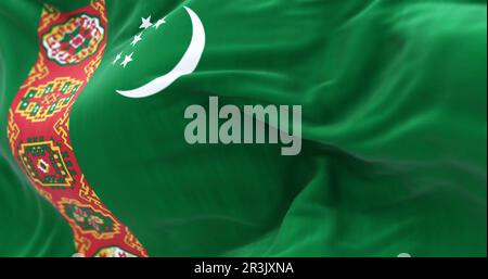 Nahaufnahme der turkmenischen Nationalflagge Stockfoto