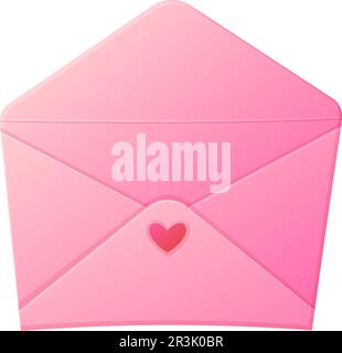 Liebesbrief. Öffne den leeren Umschlag mit dem Herzen. Vanentinstag, romantisches Beichtkonzept. Stock Vektor