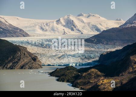 glaciar Grey, valle del lago Grey, Trekking W, Parque nacional Torres del Paine, Sistema Nacional de Áreas Silvestres Protegidas del Estado de Chile. Patagonia, República de Chile, América del Sur. Stockfoto