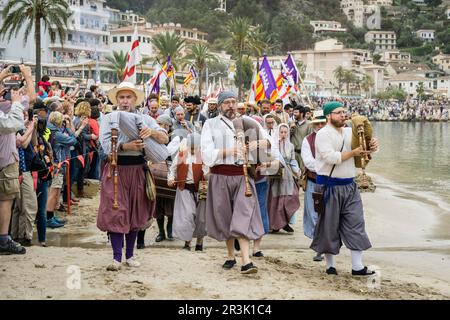 Es firo, Mauren und Christen feiern den Sieg über die barbary Korsaren vom 11. Mai 1561, Soller, Mallorca, Balearen, Spanien. Stockfoto