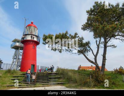 Niederlande, Vuurduin ist ein Leuchtturm auf der niederländischen Insel Vlieland. Der Leuchtturm wurde 1909 auf Vlieland platziert, auf einem der Vuurboetsduin, Stockfoto