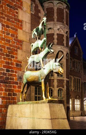 Bremer Stadtmusikanten Bronzestatue von Gerhard Marcks in Bremen, Deutschland Stockfoto