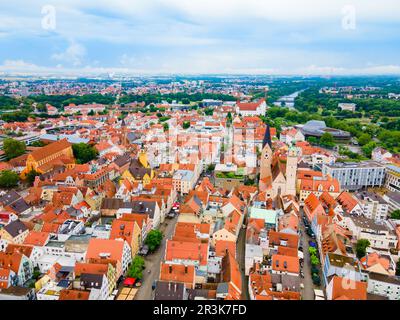 Ingolstadt Altstadt Luftpanorama. Ingolstadt ist eine Stadt in Bayern, Deutschland. Stockfoto