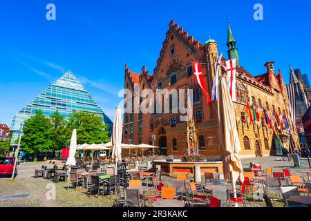 Das Ulmer Rathaus oder das Ulmer Rathaus befindet sich in der Ulmer Altstadt Stockfoto