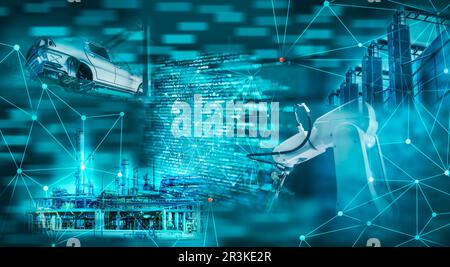 Digitale Industrie durch Automatisierung von Produktionsprozessen Stockfoto
