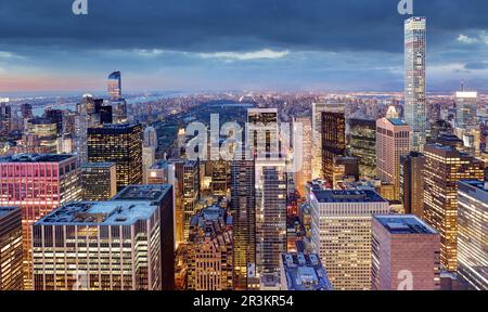New York City bei Nacht, USA Stockfoto
