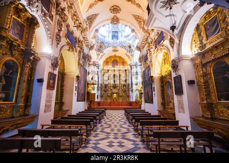 Antequera, Spanien - 22. Oktober 2021: Kirche des Heiligen Johannes Gottes oder Iglesia de San Juan de Dios im Inneren in Antequera, einer Stadt in der Provinz Malaga, Anda Stockfoto