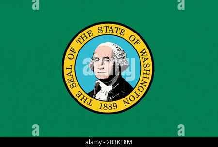 Flagge Von Washington. Flagge des amerikanischen Staates Washington. Das Symbol von Washington. Amerikanischer Staat Stockfoto