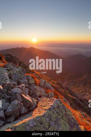 Berg Sonnenuntergang von Peak - Slowakei Tatra Stockfoto