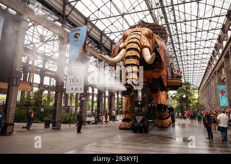 NANTES, FRANKREICH - 16. SEPTEMBER 2018: Maschinen der Insel von Nantes ist eine künstlerische, touristische und kulturelle Projekt in Nantes, Frankreich Stockfoto