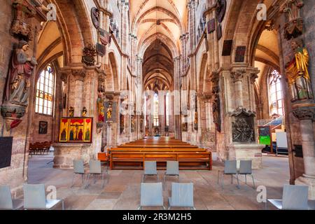 Nürnberg - 10. Juli 2021: Saint Sebaldus oder St. Sebald-Kirche in der Nürnberger Altstadt. Nürnberg ist die zweitgrößte Stadt des bayerischen Staates i. Stockfoto